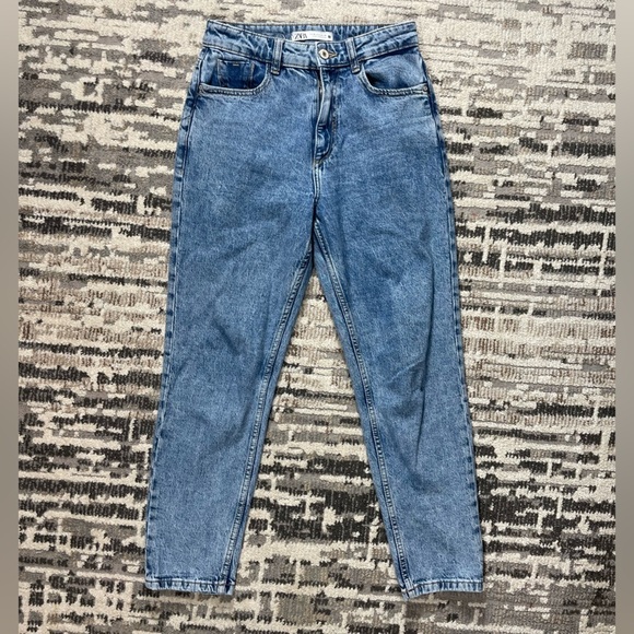 Zara Highrise Slim Fit Blue Ankle Length Cotton Jeans Size 4 - Picture 2 of 10